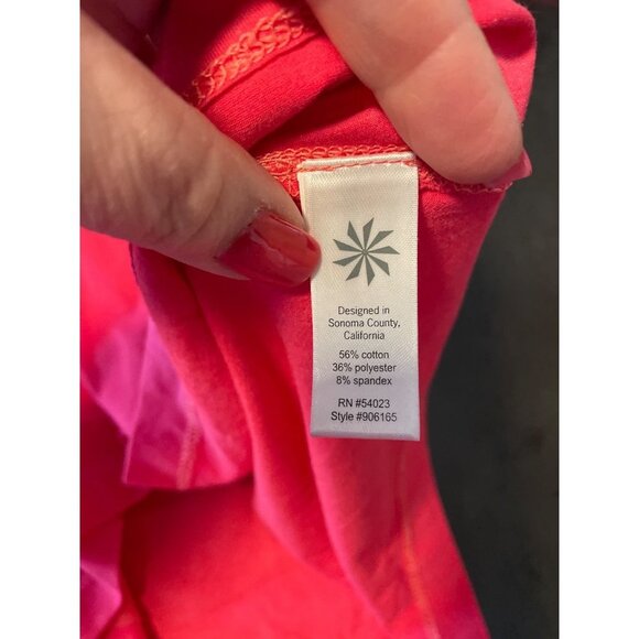 Athleta Round Neck Ruched Sleeve Grenadine Heather Pink Shiva Tee Top Sz S - Picture 10 of 11